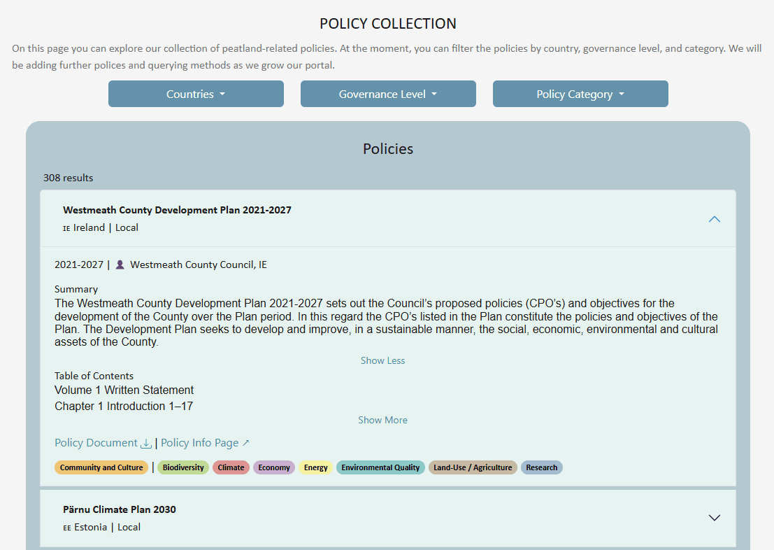 Policy Collection page of the Petland Policy Portal